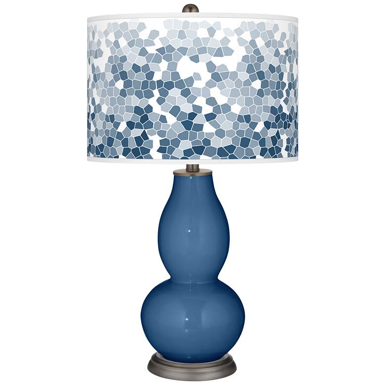 Image 1 Regatta Blue Mosaic Giclee Double Gourd Table Lamp