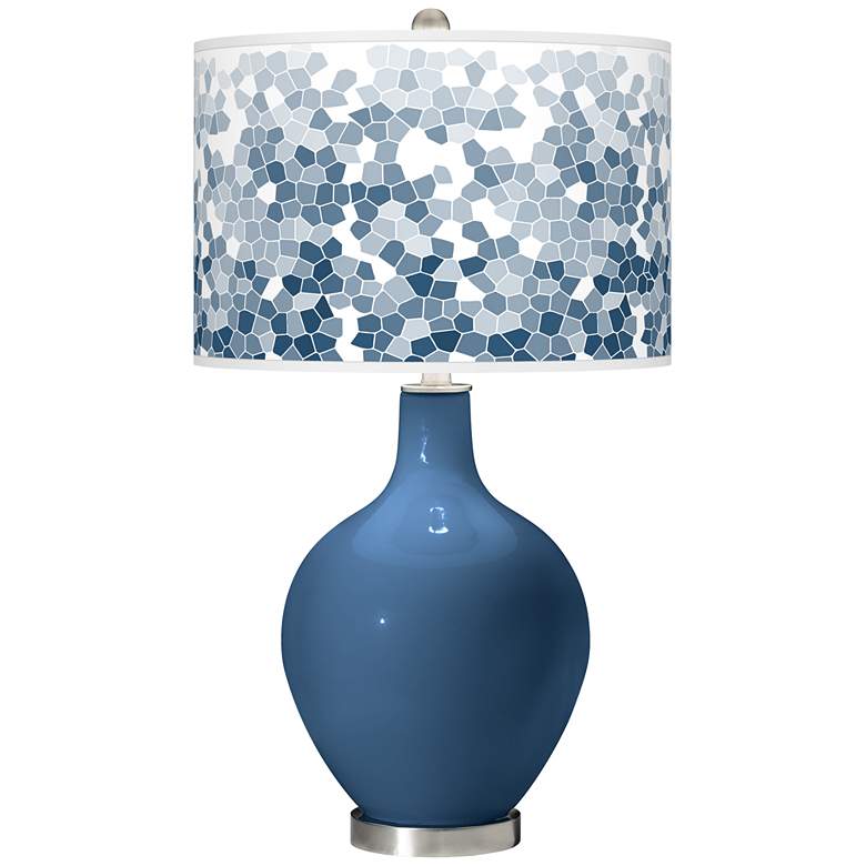 Image 1 Regatta Blue Mosaic Giclee Ovo Table Lamp
