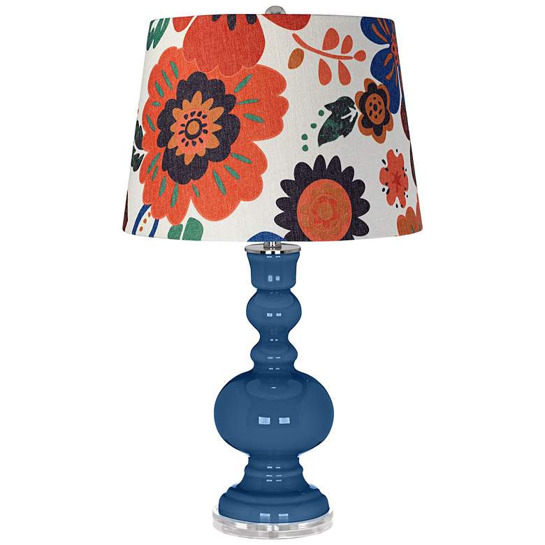Image 1 Regatta Blue Multicolor Flowers Apothecary Table Lamp