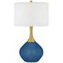 Regatta Blue Nickki Brass Modern Luxe Table Lamp