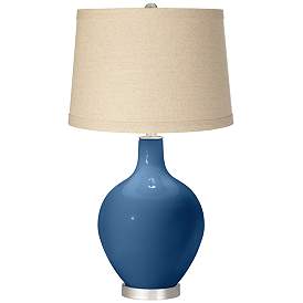 Image1 of Regatta Blue Oatmeal Linen Shade Ovo Table Lamp