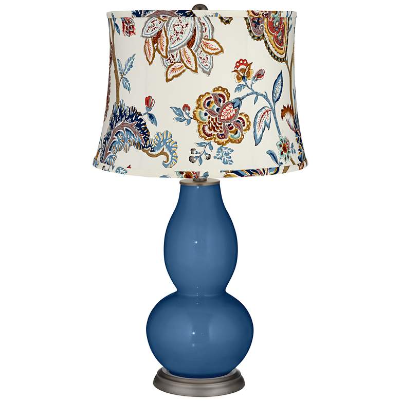 Image 1 Regatta Blue Paisley Print Shade Double Gourd Table Lamp