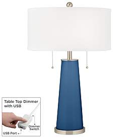 Image1 of Regatta Blue Peggy Glass Table Lamp With Dimmer
