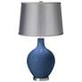 Regatta Blue - Satin Light Gray Shade Ovo Table Lamp