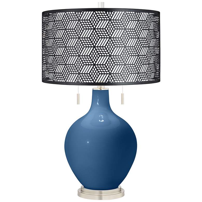 Image 1 Regatta Blue Toby Table Lamp With Black Metal Shade