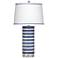 Regatta Stripe Blue and White Cylindrical LED Table Lamp