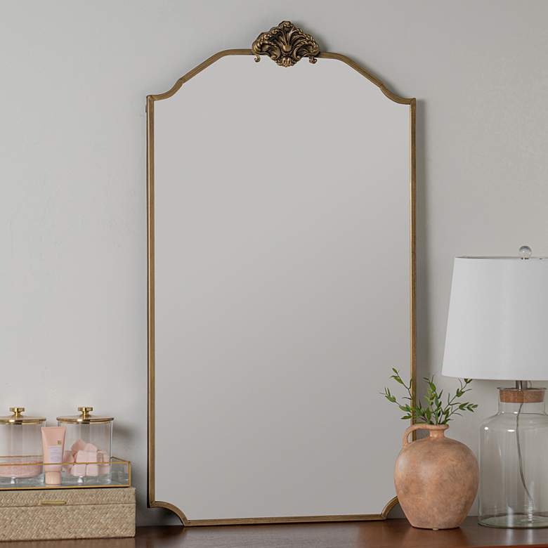 Image 1 Regeant Antique Gold 23 3/4" x 42 1/2" Arch Wall Mirror