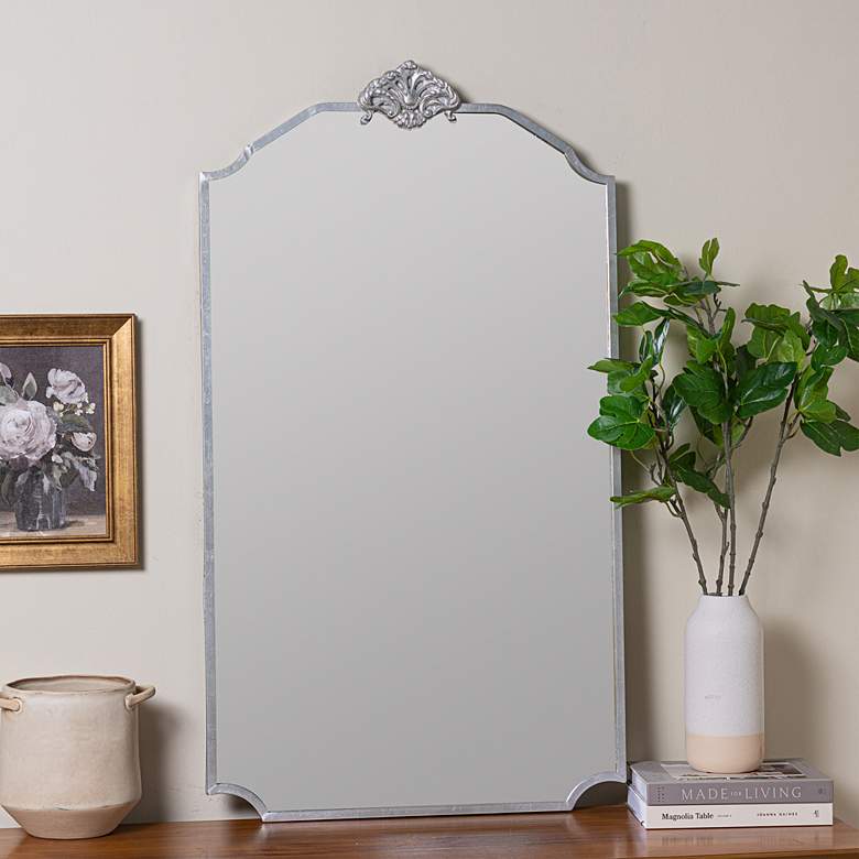 Image 1 Regeant Shiny Silver Metal 23 1/2 inch x 42 inch Arch Wall Mirror