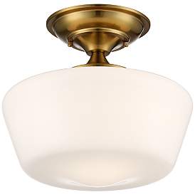 Image2 of Regecy Hill Soft Gold 12" White Glass Schoolhouse Ceiling Light