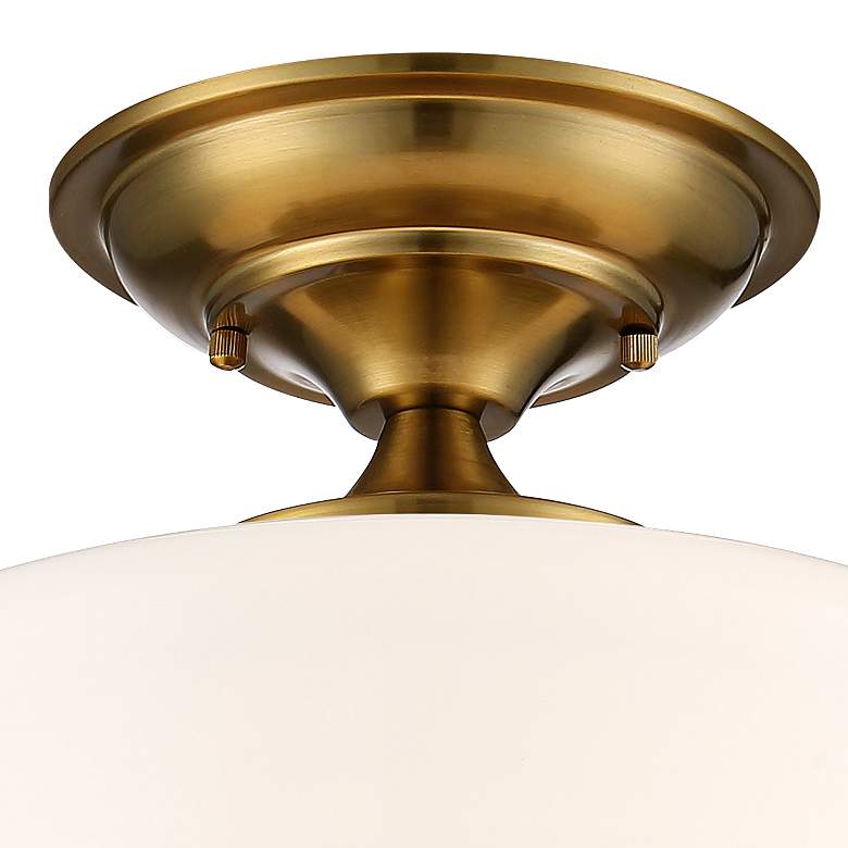Image 3 Regecy Hill Soft Gold 12" White Glass Schoolhouse Ceiling Light more views