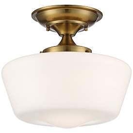 Image4 of Regecy Hill Soft Gold 12" White Glass Schoolhouse Ceiling Light more views