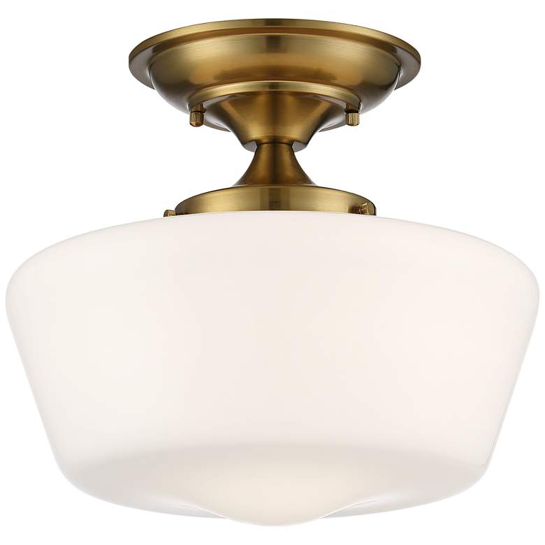 Image 4 Regecy Hill Soft Gold 12" White Glass Schoolhouse Ceiling Light more views