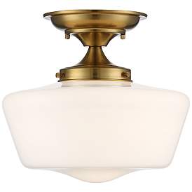 Image5 of Regecy Hill Soft Gold 12" White Glass Schoolhouse Ceiling Light more views