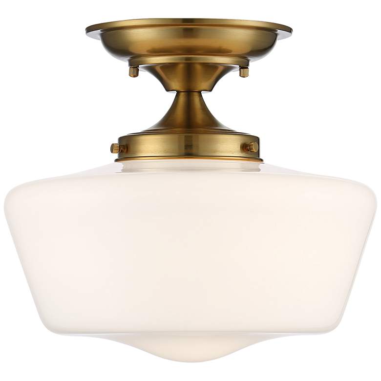 Image 5 Regecy Hill Soft Gold 12" White Glass Schoolhouse Ceiling Light more views