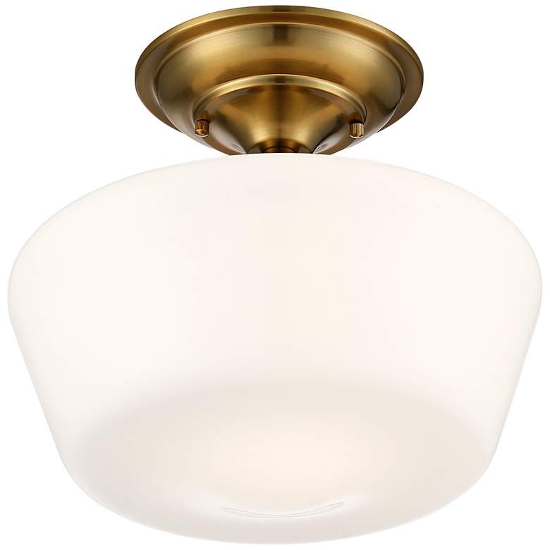Image 6 Regecy Hill Soft Gold 12" White Glass Schoolhouse Ceiling Light more views