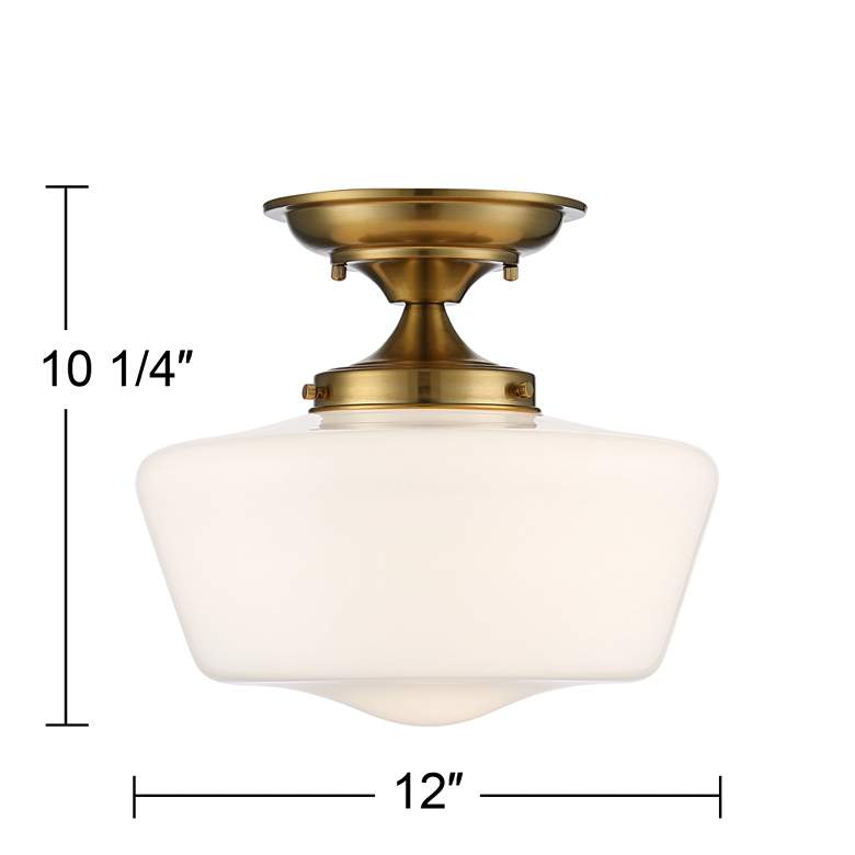 Image 7 Regecy Hill Soft Gold 12" White Glass Schoolhouse Ceiling Light more views