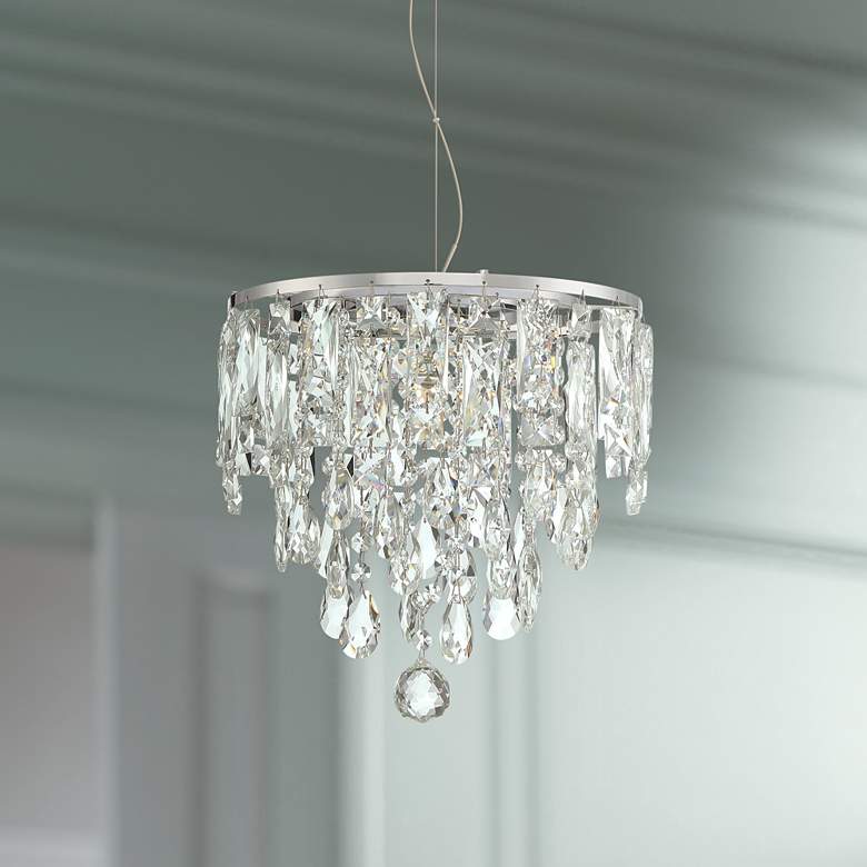 Image 1 Regency 12 inch Wide Chrome LED Crystal Mini Pendant