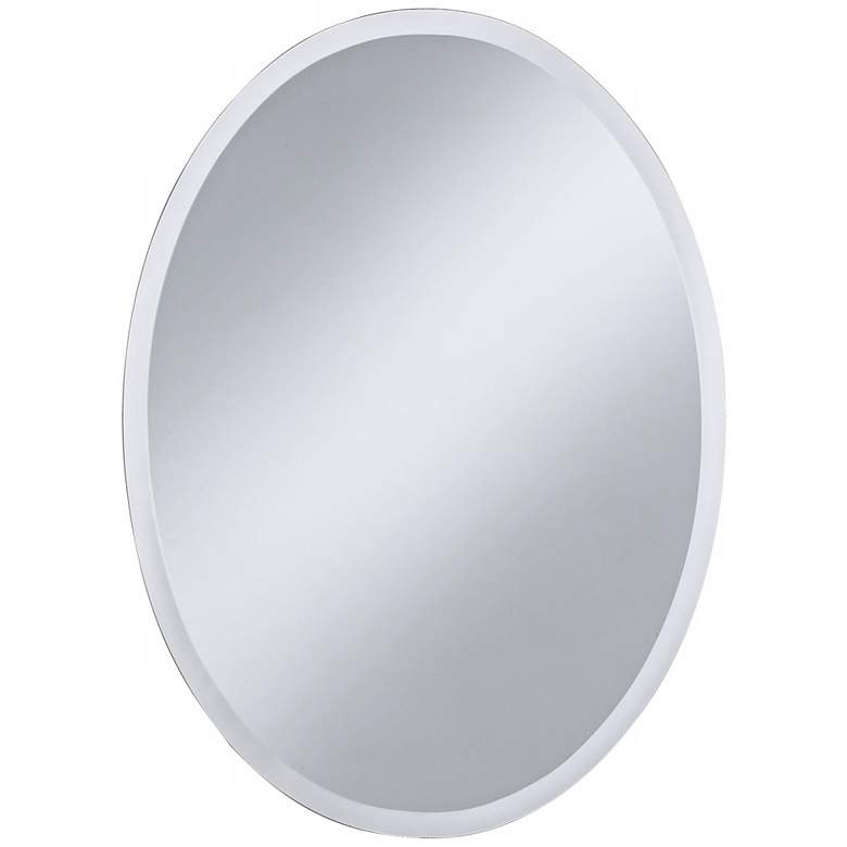 Image 2 Regency 22 inch x 30 inch Beveled Glass Frameless Oval Wall Mirror