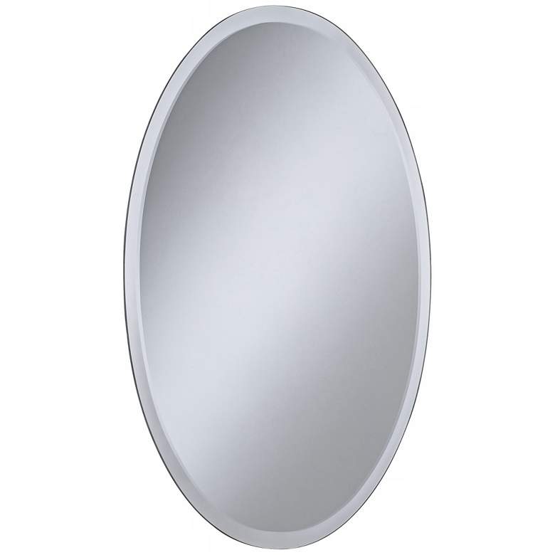 Image 4 Regency 22 inch x 30 inch Beveled Glass Frameless Oval Wall Mirror more views