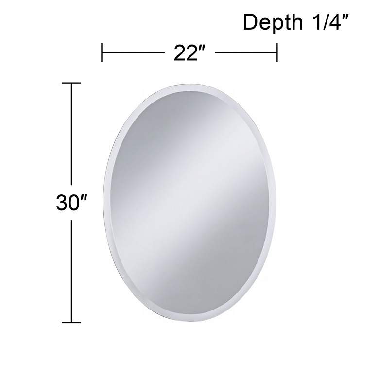 Image 5 Regency 22" x 30" Beveled Glass Frameless Oval Wall Mirror more views