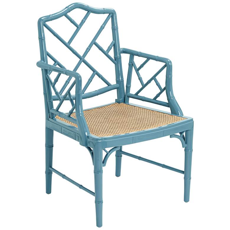 Image 1 Regency Blue Mahogany Wood Armchair