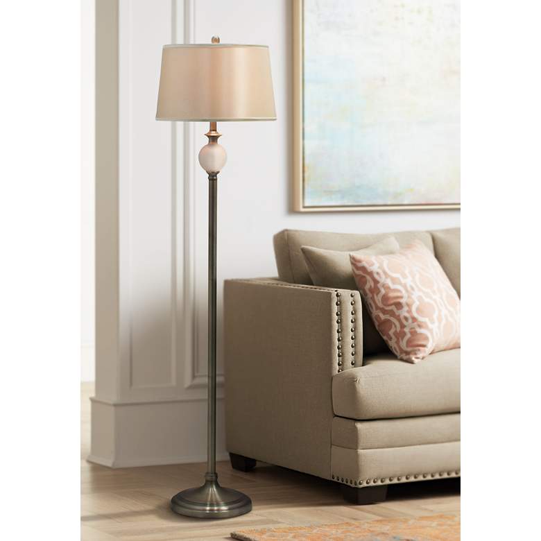 Image 1 Regency Frosted Glass and Antique Brass Urn Floor Lamp