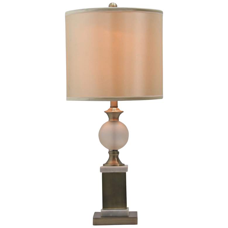 Image 1 Regency Frosted Glass and Antique Brass Urn Table Lamp
