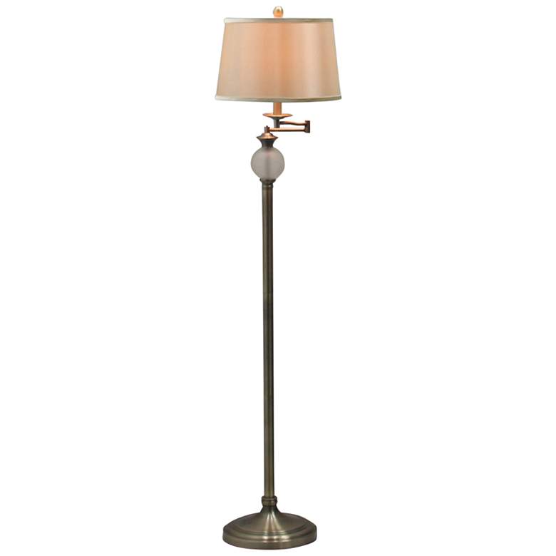 Image 1 Regency Frosted Glass Antique Brass Urn Swing Arm Floor Lamp