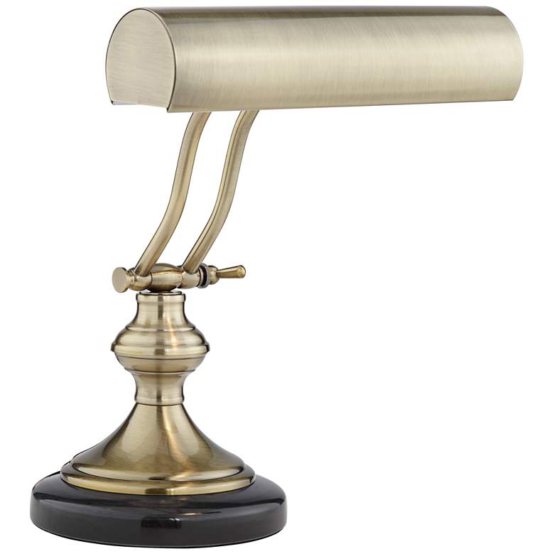 Image 2 Regency Hill 12" Antique Brass and Marble Banker's Piano Desk Lamp