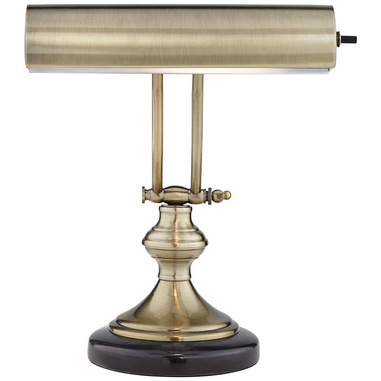 Image 7 Regency Hill 12 inch Antique Brass and Marble Banker&#39;s Piano Desk Lamp more views