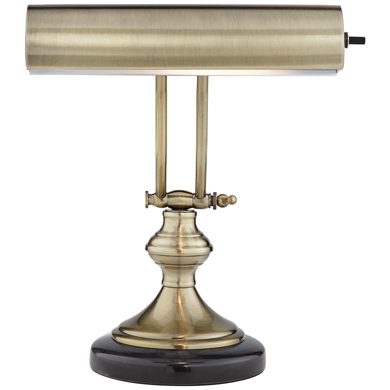 Image 7 Regency Hill 12" Antique Brass and Marble Banker's Piano Desk Lamp more views