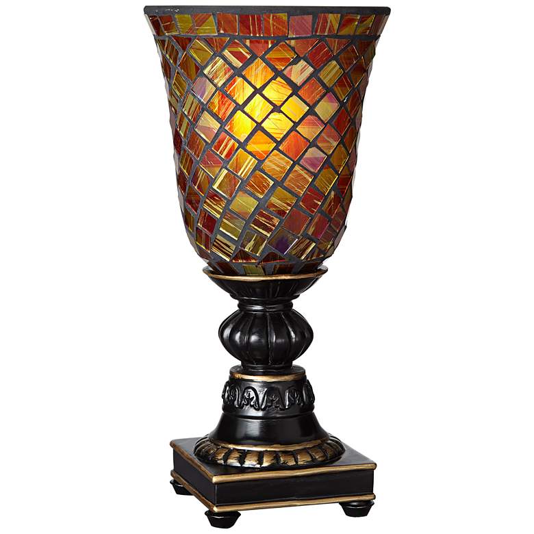 Image 3 Regency Hill 12" High Mosaic Amber and Brown Glass Uplight Accent Lamp