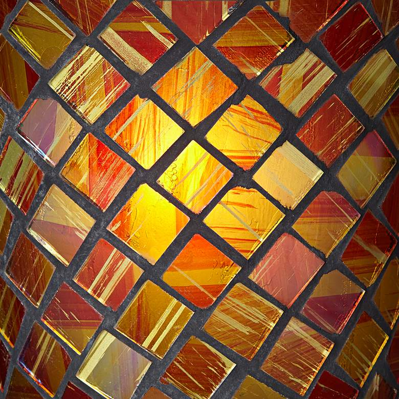 Image 4 Regency Hill 12" High Mosaic Amber and Brown Glass Uplight Accent Lamp more views