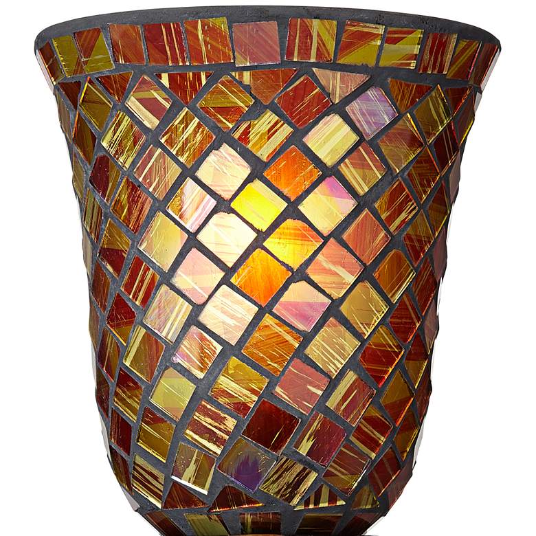 Image 5 Regency Hill 12" High Mosaic Amber and Brown Glass Uplight Accent Lamp more views
