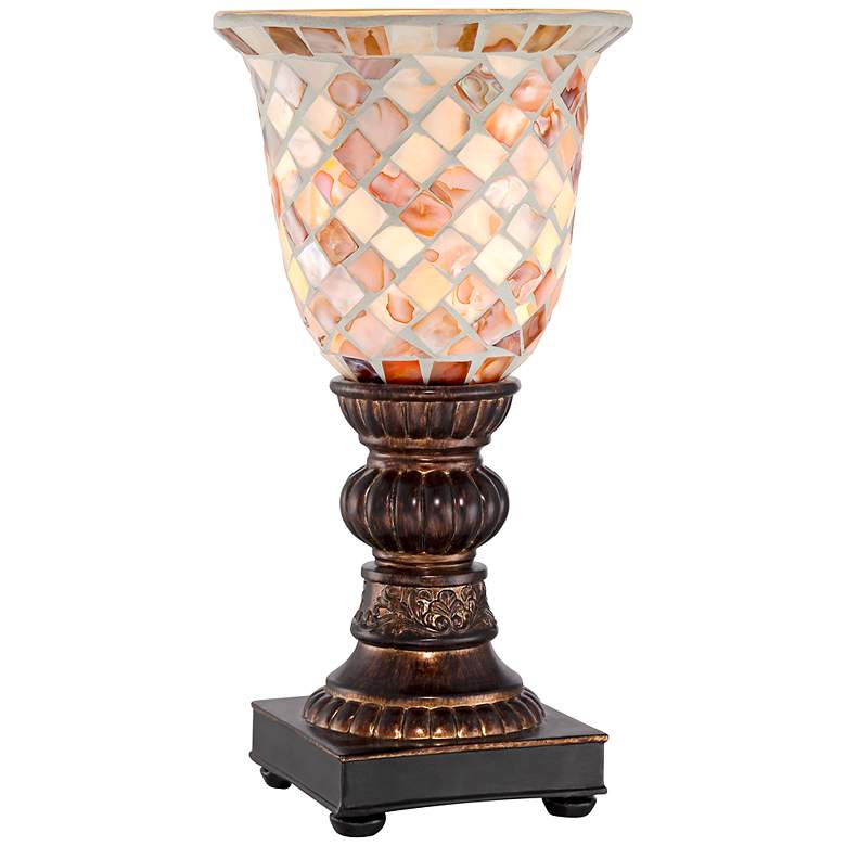 Image 3 Regency Hill 12" High Mosaic Ivory Glass Uplight Accent Lamp