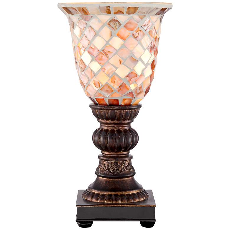 Image 4 Regency Hill 12 inch High Mosaic Ivory Glass Uplight Accent Lamp more views
