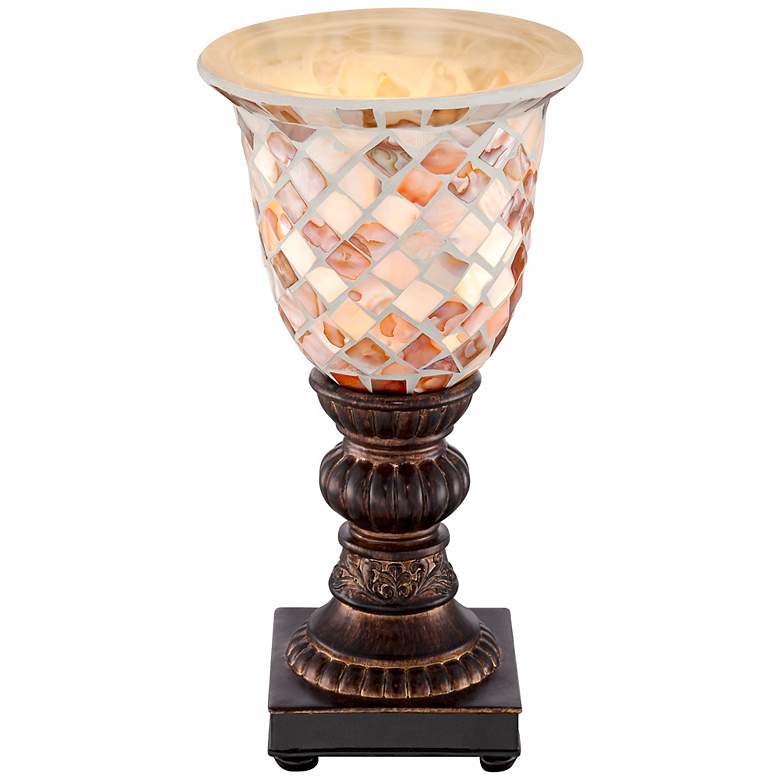 Image 5 Regency Hill 12" High Mosaic Ivory Glass Uplight Accent Lamp more views