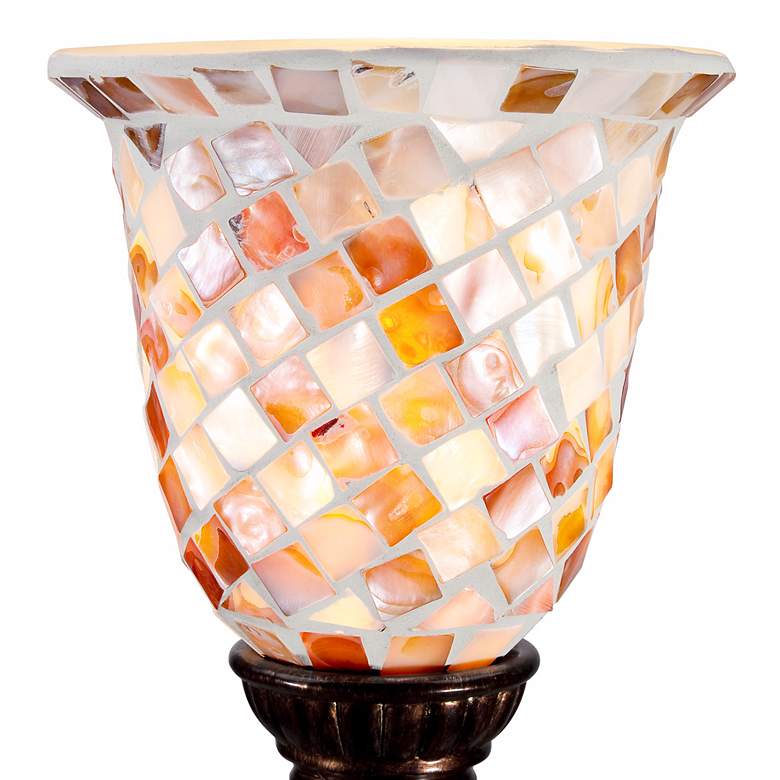 Image 6 Regency Hill 12 inch High Mosaic Ivory Glass Uplight Accent Lamp more views