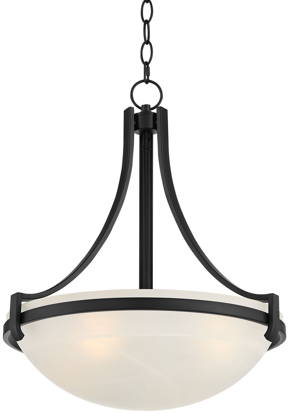Image 2 Regency Hill 20" Deco Black Marbleized Glass Bowl Pendant Light