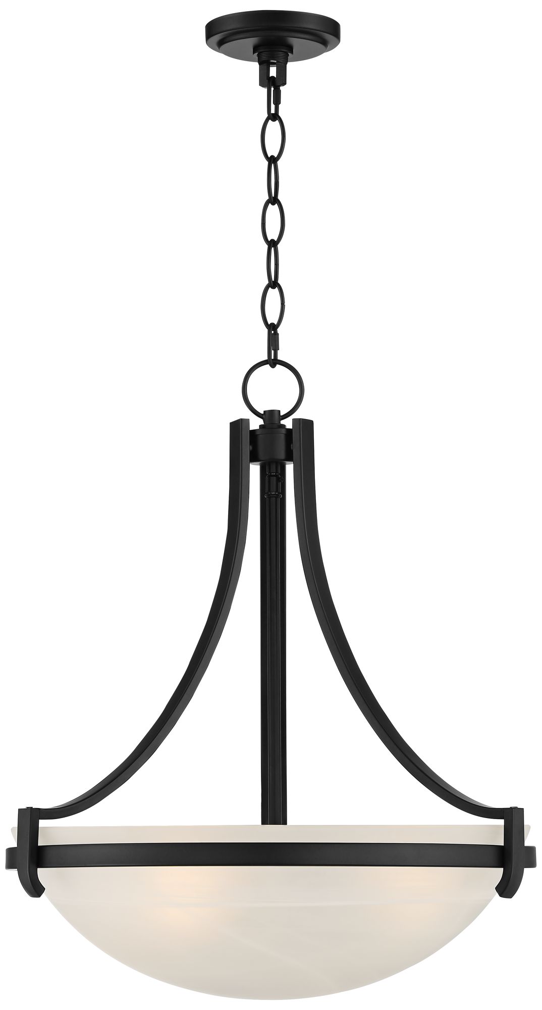 Image 6 Regency Hill 20" Deco Black Marbleized Glass Bowl Pendant Light more views