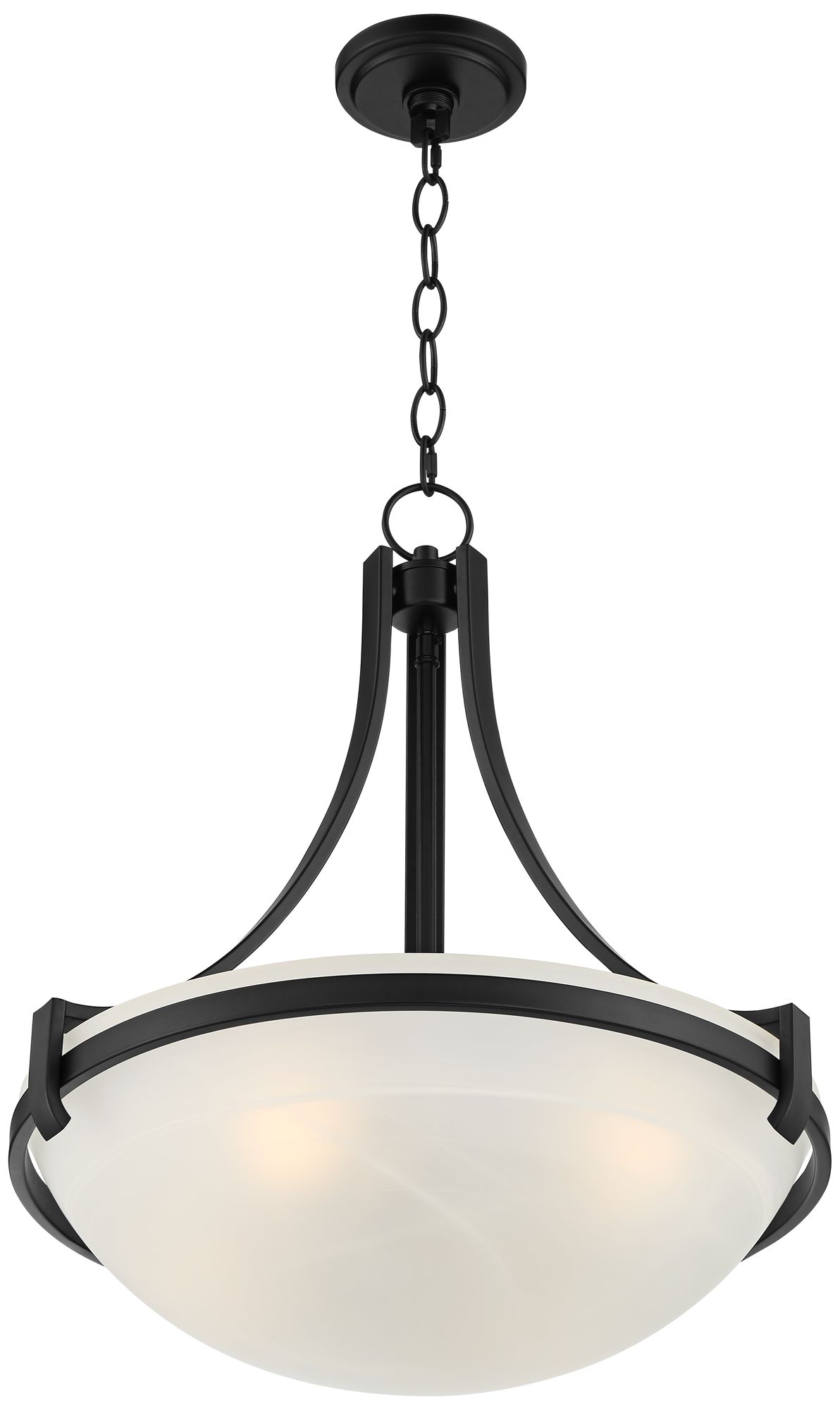 Image 7 Regency Hill 20" Deco Black Marbleized Glass Bowl Pendant Light more views