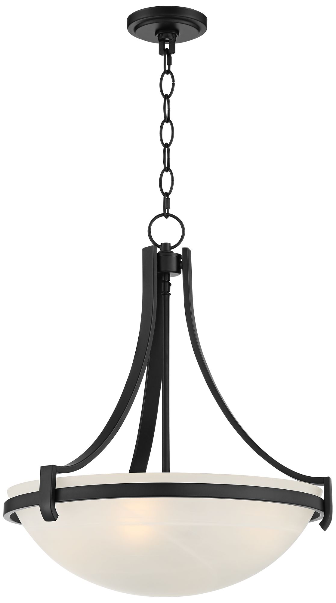 Regency Hill 20" Deco Black Marbleized Glass Bowl Pendant Light