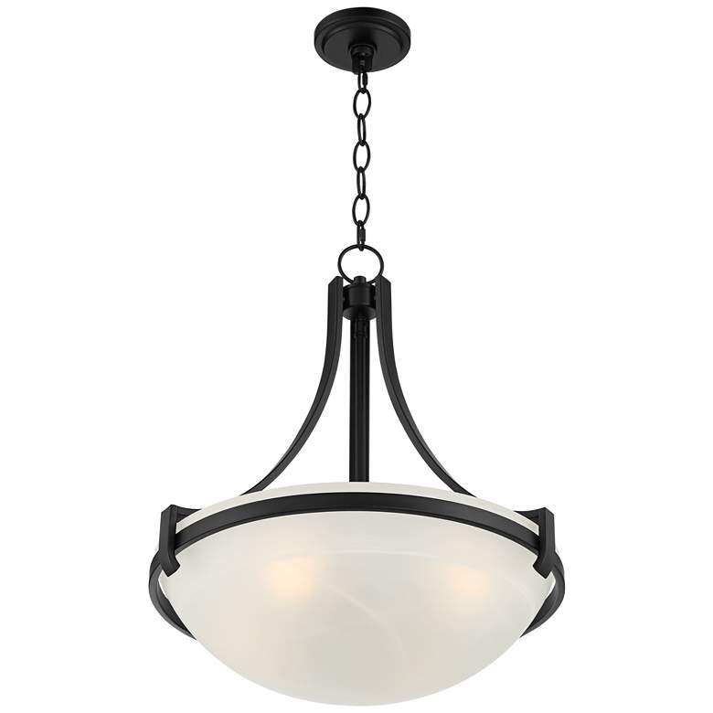 Image 7 Regency Hill 20 inch Wide Black Marbleized Glass Bowl Pendant Light more views