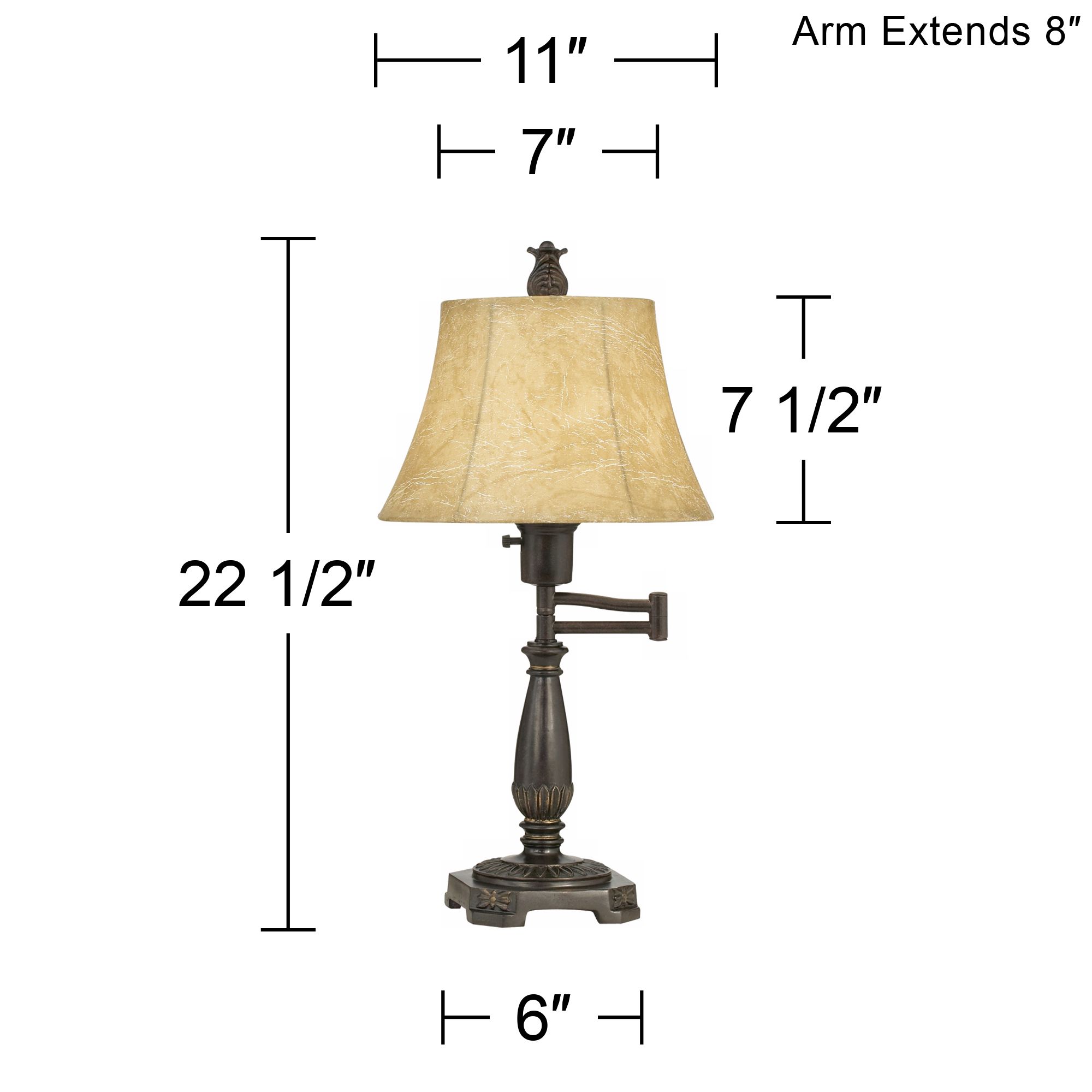 Regency Hill 22 1/2" Andrea Bronze Swing Arm Desk Lamp with USB Dimmer