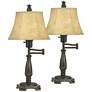 Regency Hill 22 1/2" High Bronze Swing Arm Lamps Set of 2