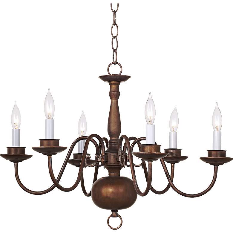 Image 1 Regency Hill 23 1/2" 6-Light Bronze Bent-Arm Candelabra Chandelier