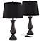 Regency Hill 25" Black Shade USB LED Touch Table Lamps Set of 2