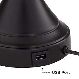 Image3 of Regency Hill 25" Black Shade USB LED Touch Table Lamps Set of 2 more views