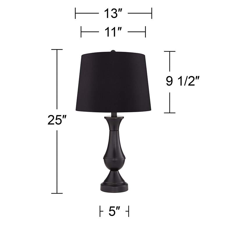 Image 6 Regency Hill 25 inch Black Shade USB LED Touch Table Lamps Set of 2 more views