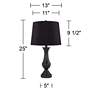 Regency Hill 25" Black Shade USB LED Touch Table Lamps Set of 2